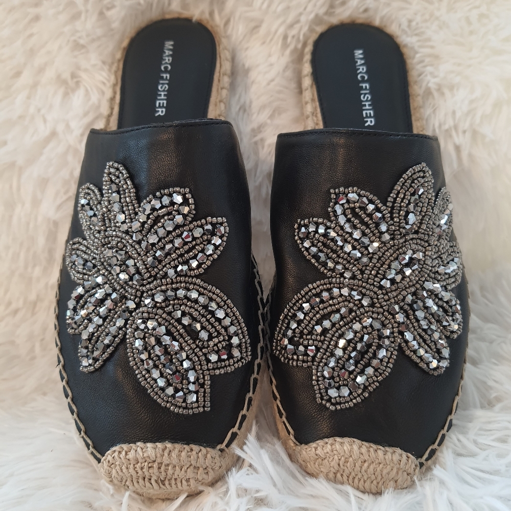 MARC FISHER- espadrilles leather mules - NWOT